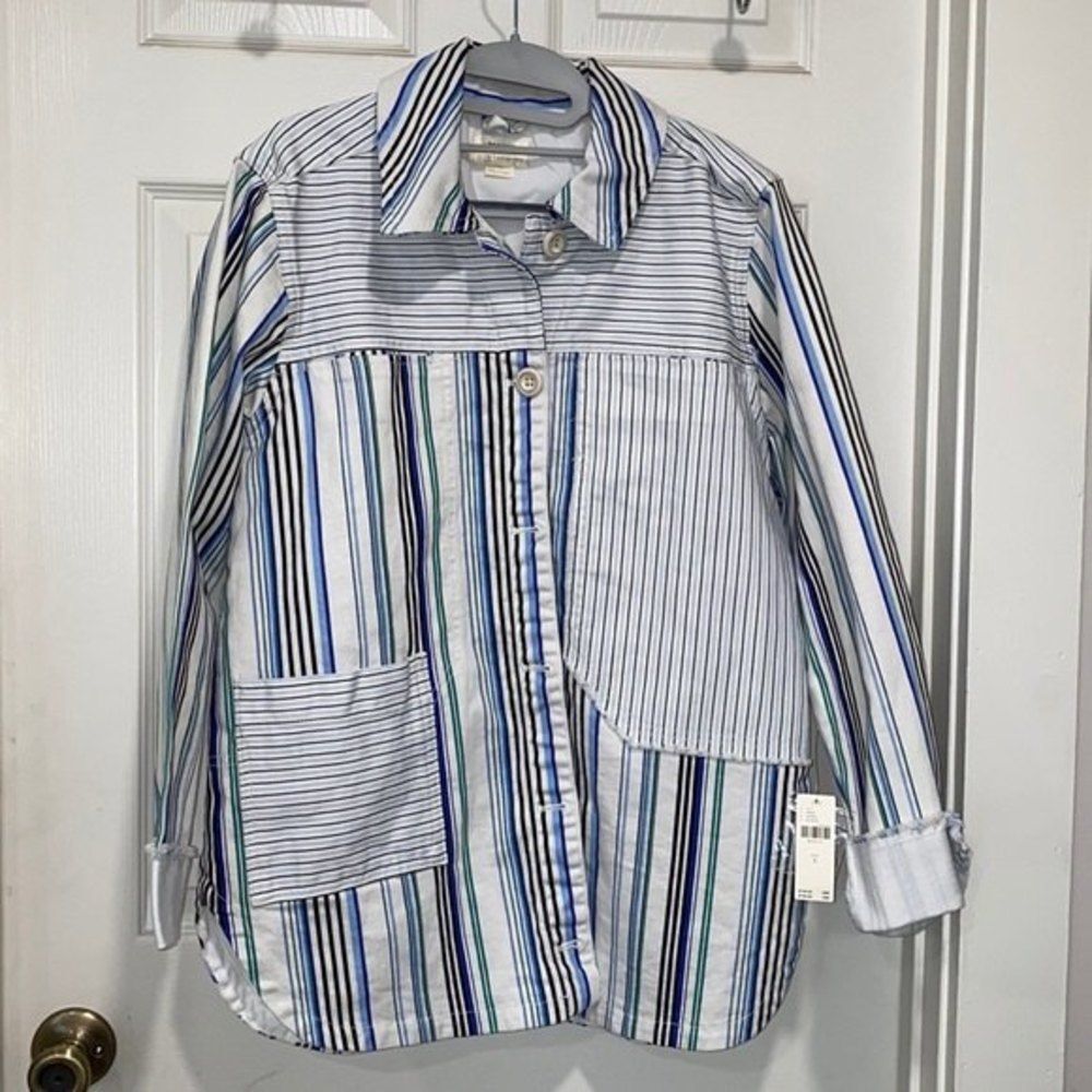 Maeve Anthropologie Striped Shirt Jacket Womens Size Small